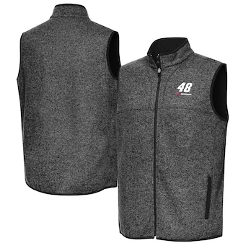 Men's Antigua Heather Black Alex Bowman Fortune Full-Zip Vest