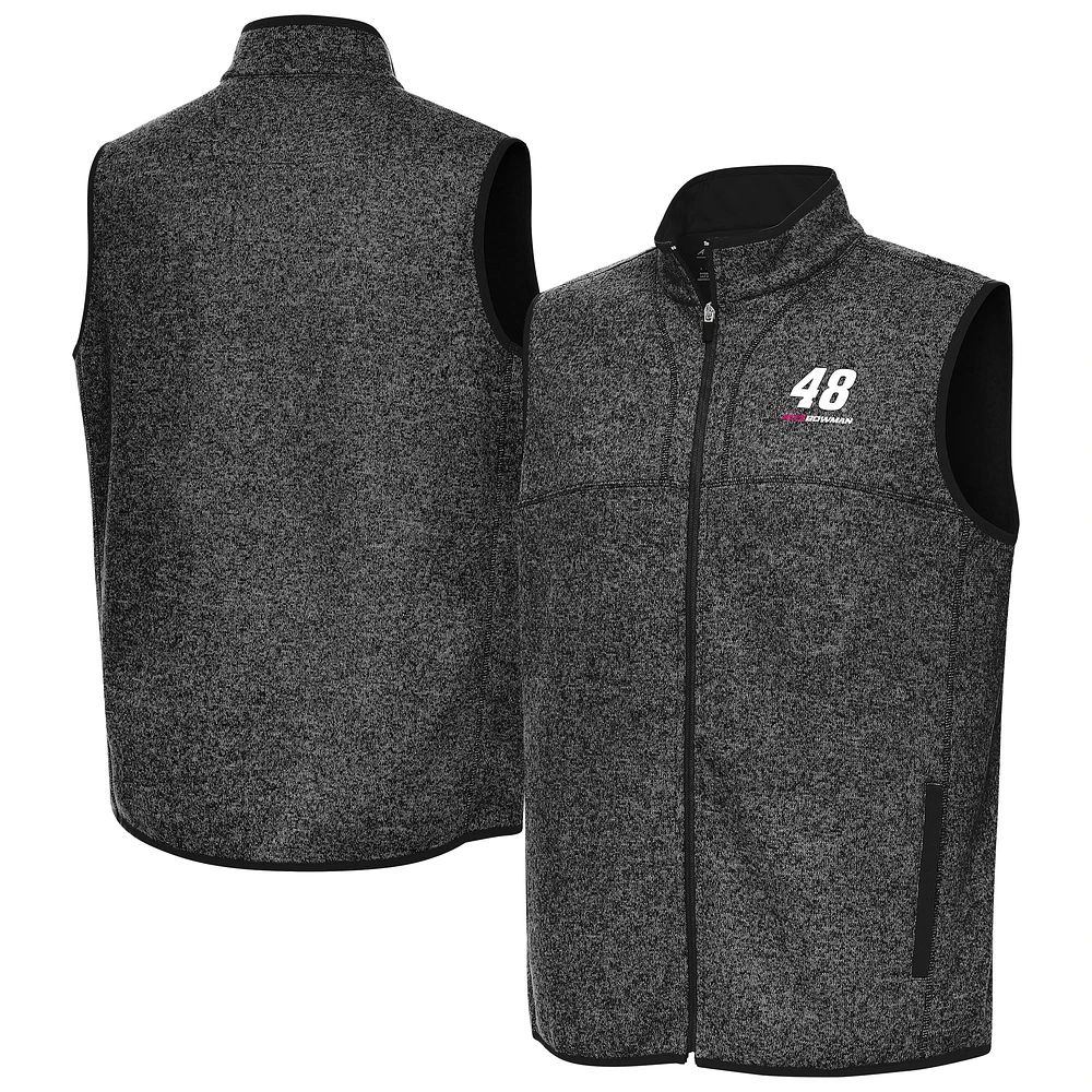 Men's Antigua Heather Alex Bowman Fortune Full-Zip Vest