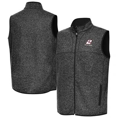 Men's Antigua Heather Black Austin Cindric Fortune Full-Zip Vest