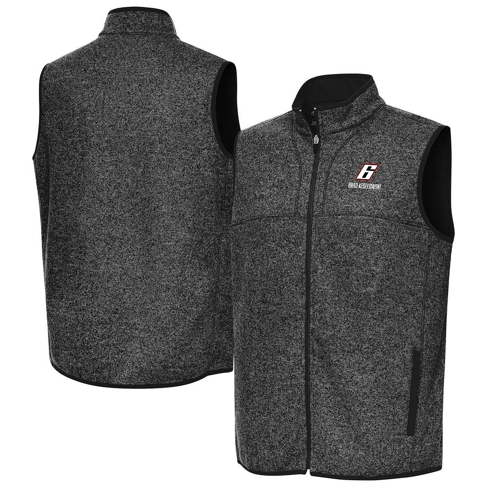 Men's Antigua Heather Brad Keselowski Fortune Full-Zip Vest