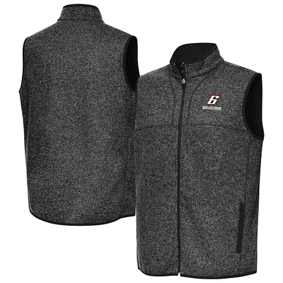 Men's Antigua Heather Black Brad Keselowski Fortune Full-Zip Vest
