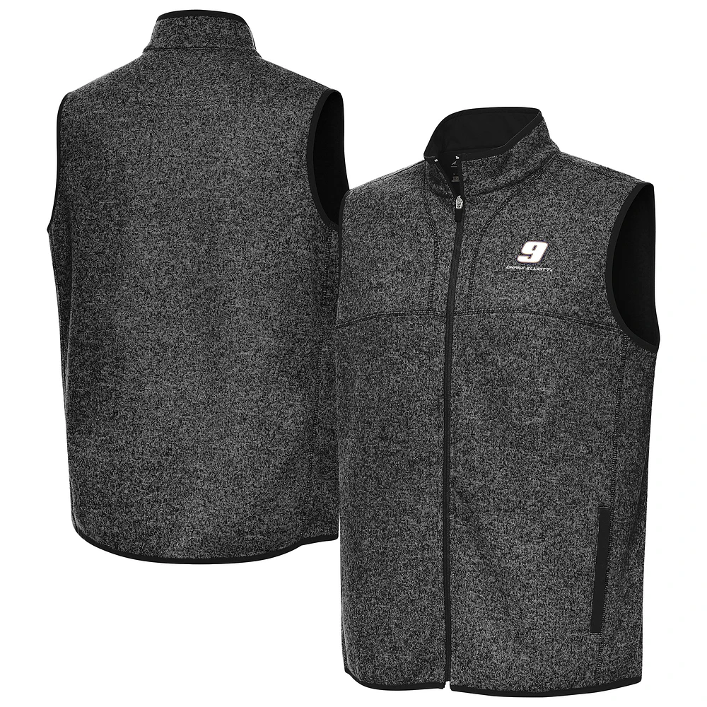 Men's Antigua Heather Chase Elliott Fortune Full-Zip Vest