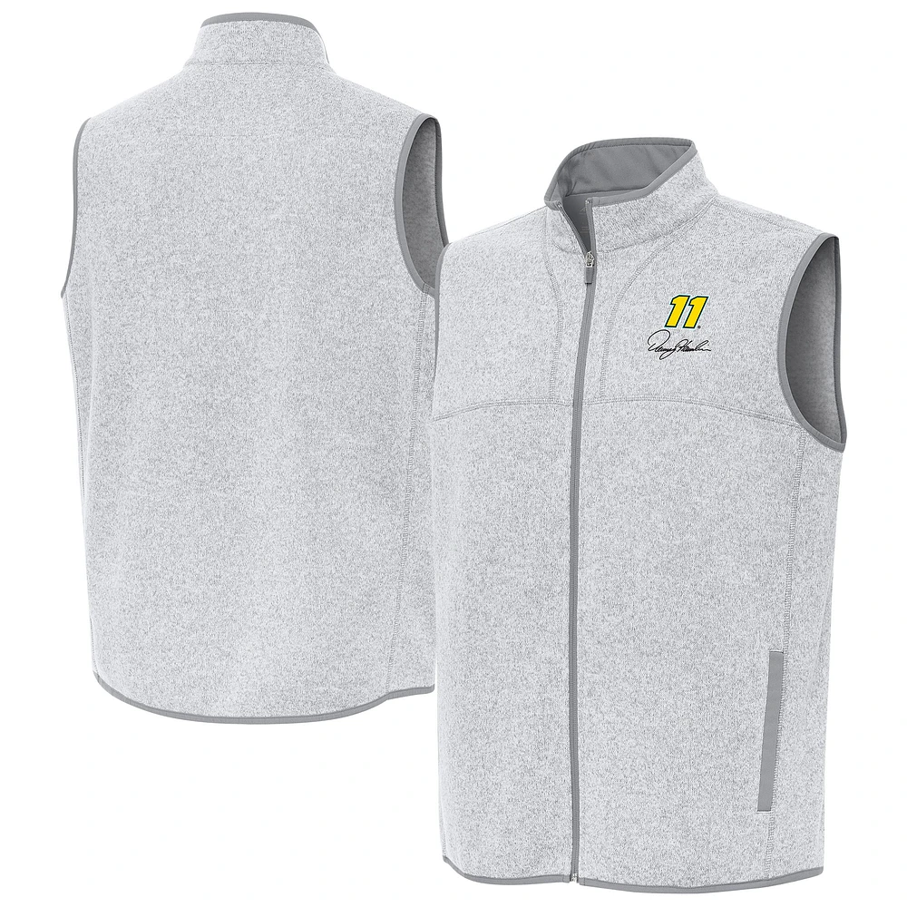 Men's Antigua Heather Gray Denny Hamlin Fortune Full-Zip Vest