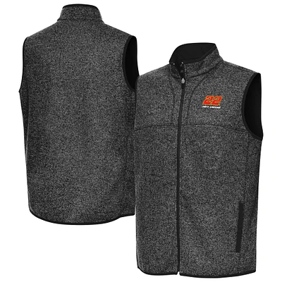 Men's Antigua Heather Joey Logano Fortune Full-Zip Vest