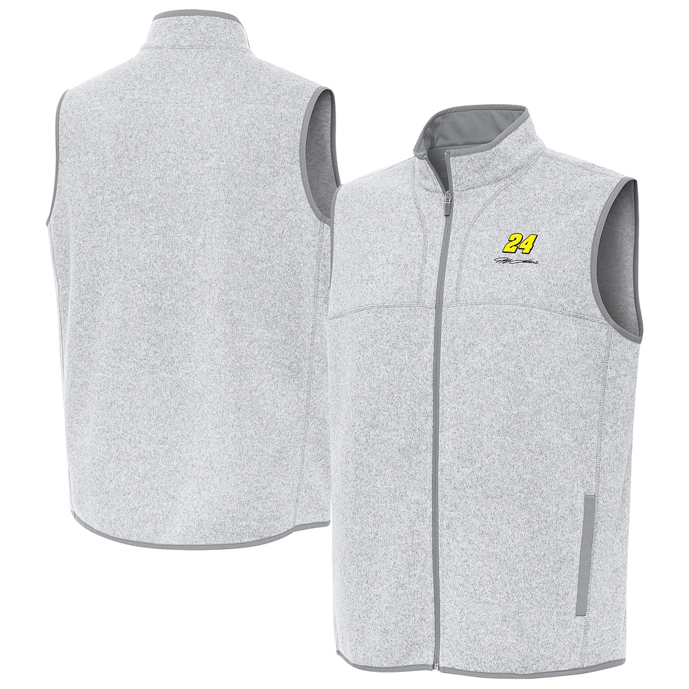 Men's Antigua Heather Gray Jeff Gordon Fortune Full-Zip Vest