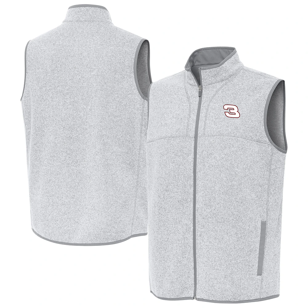 Men's Antigua Heather Gray NASCAR Fortune Full-Zip Vest