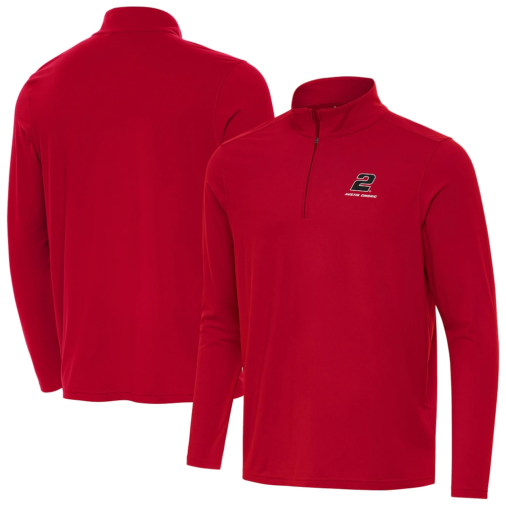 Men's Antigua Red Austin Cindric Intent Quarter-Zip Top