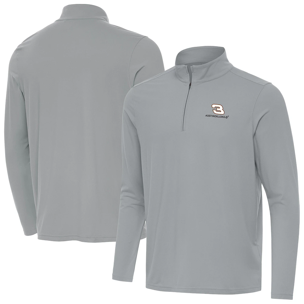 Men's Antigua Gray Austin Dillon Intent Quarter-Zip Top