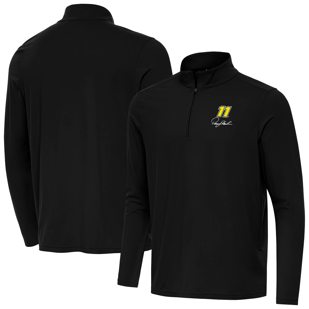 Men's Antigua Black Denny Hamlin Intent Quarter-Zip Top