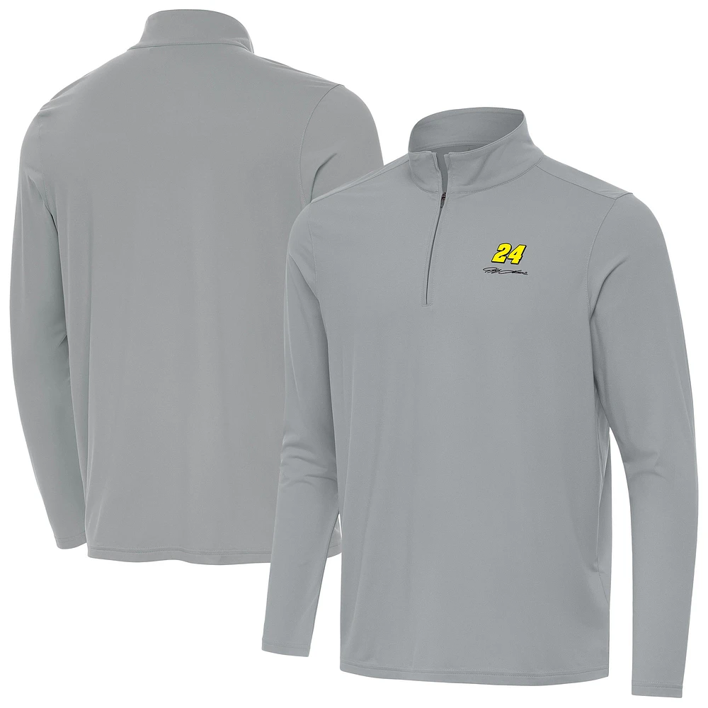 Men's Antigua Gray Jeff Gordon Intent Quarter-Zip Top