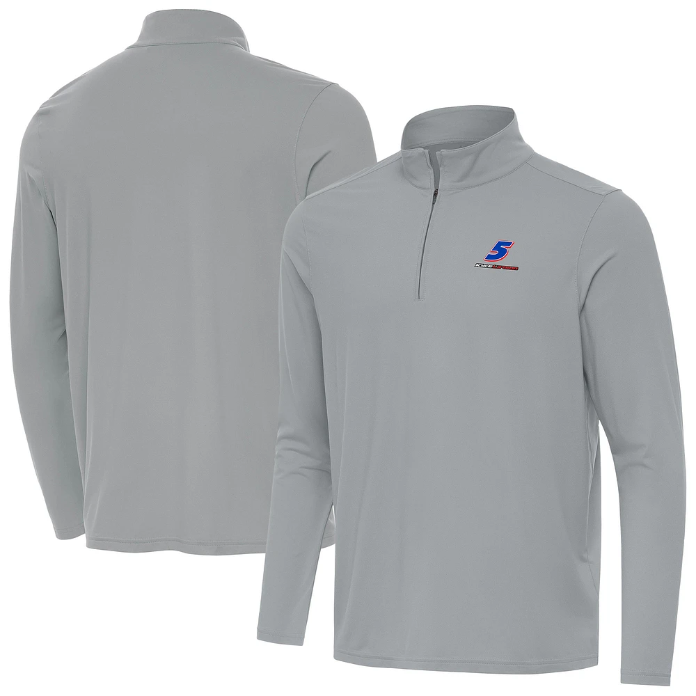 Men's Antigua Gray Kyle Larson Intent Quarter-Zip Top