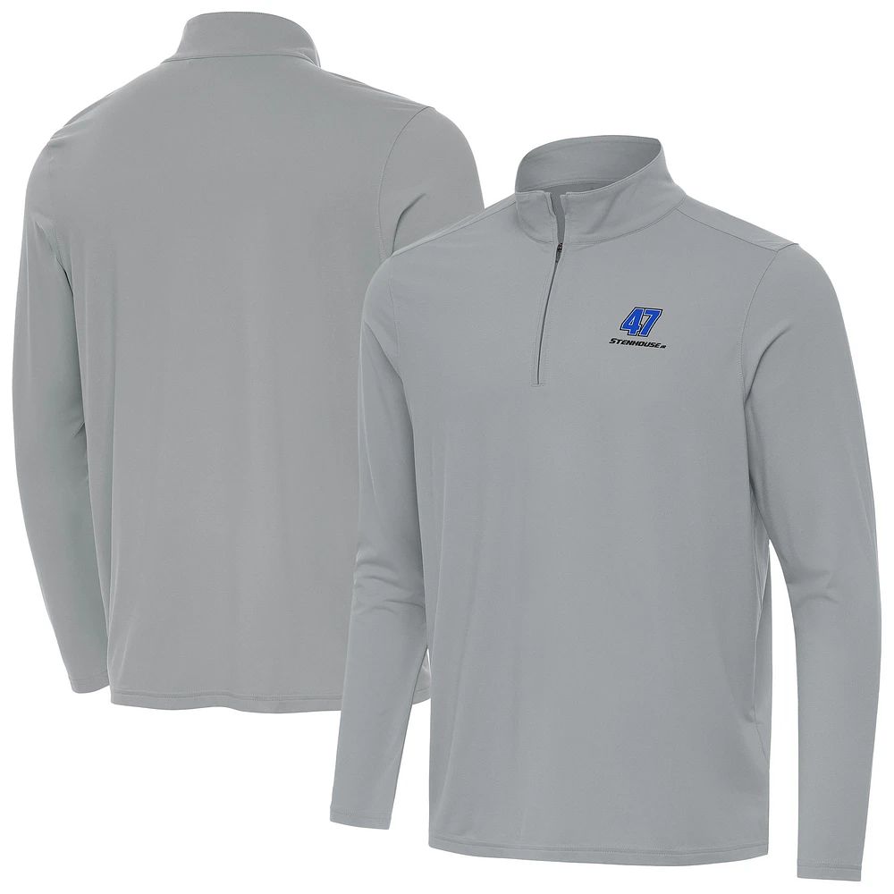 Men's Antigua Gray Ricky Stenhouse Jr. Intent Quarter-Zip Top