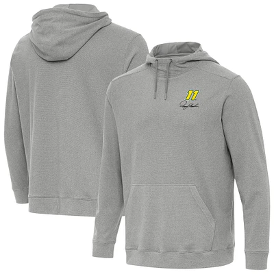 Men's Antigua Heather Gray Denny Hamlin Cloud Pullover Hoodie