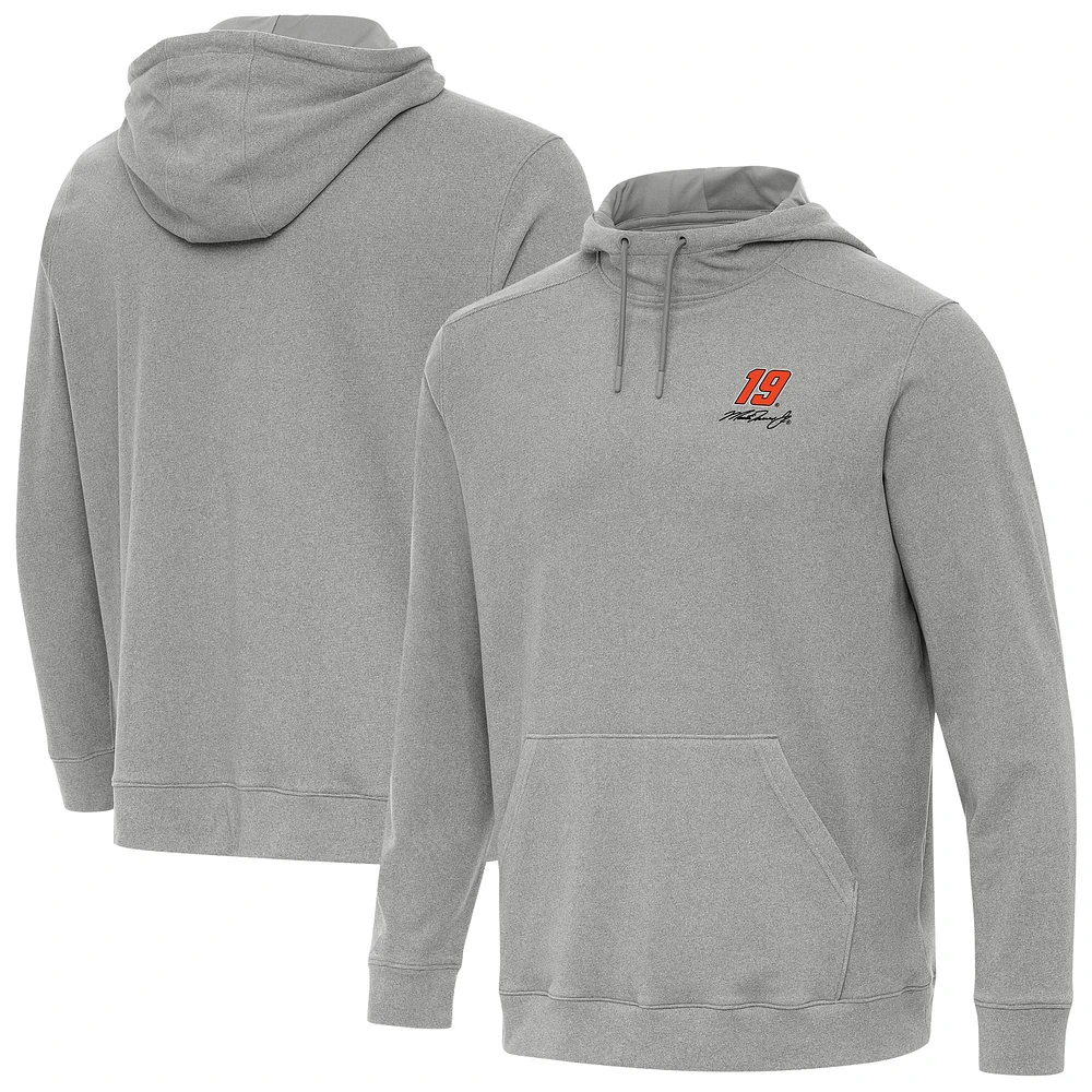 Men's Antigua Heather Gray Martin Truex Jr Cloud Pullover Hoodie