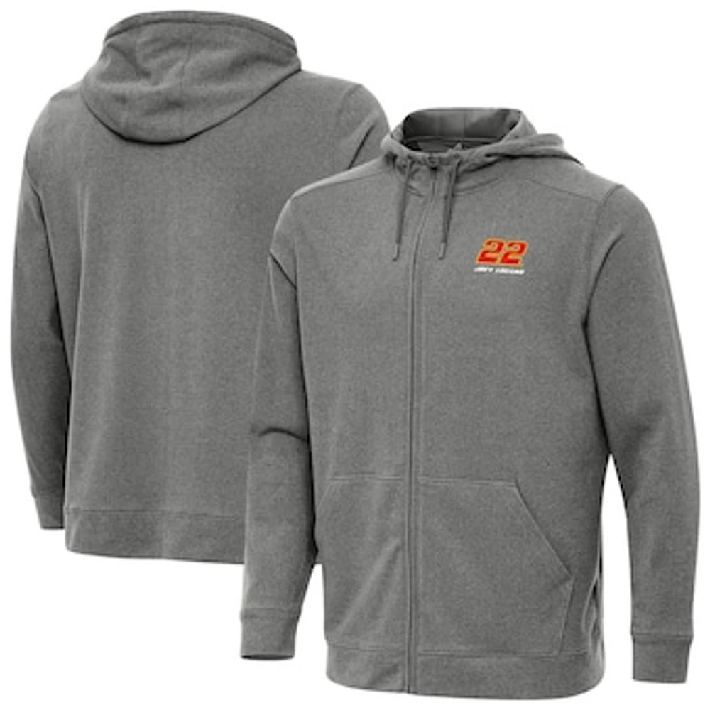 Men's Antigua Heather Joey Logano Effortless Full-Zip Hoodie