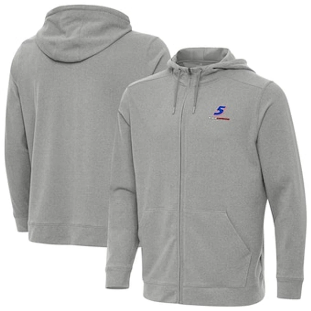 Men's Antigua Heather Gray Kyle Larson Effortless Full-Zip Hoodie
