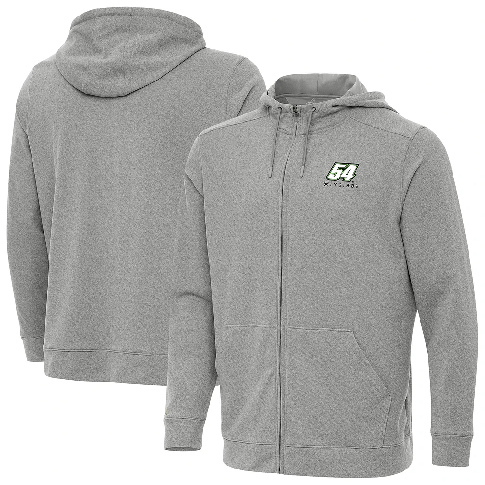 Men's Antigua Heather Gray Ty Gibbs Effortless Full-Zip Hoodie