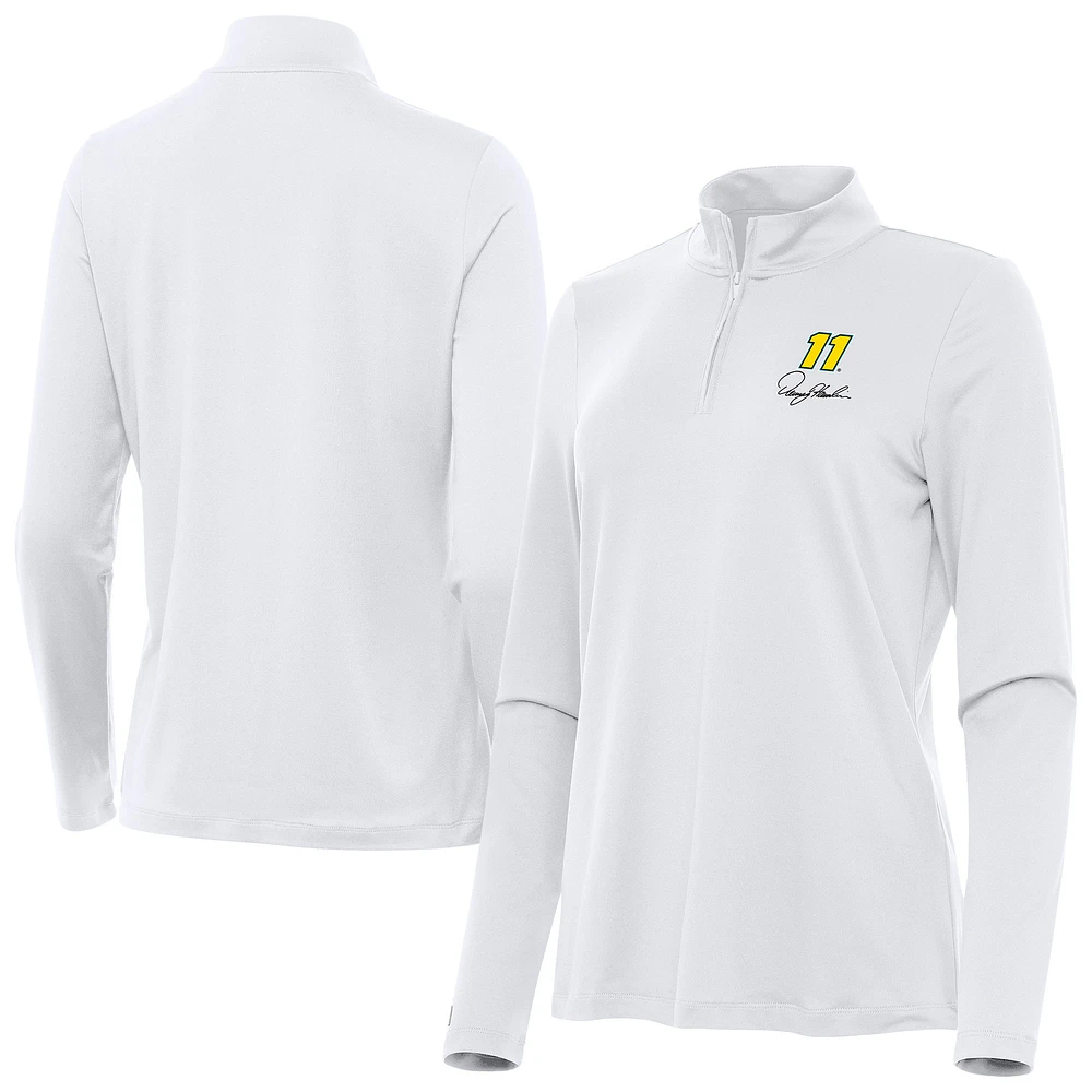 Women's Antigua White Denny Hamlin Reprocess Quarter-Zip Pullover Top