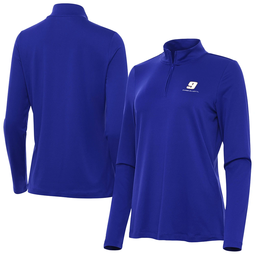 Women's Antigua Royal Chase Elliott Reprocess Quarter-Zip Pullover Top