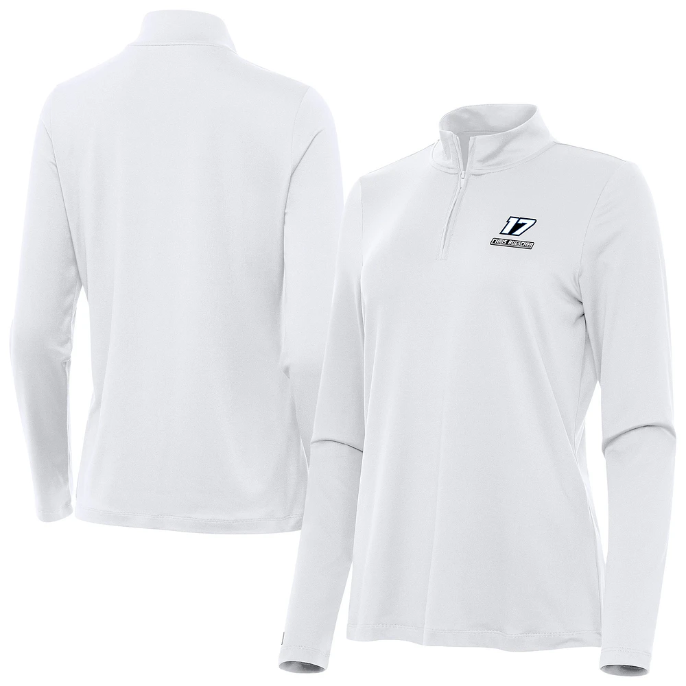 Women's Antigua White Chris Buescher Reprocess Quarter-Zip Pullover Top