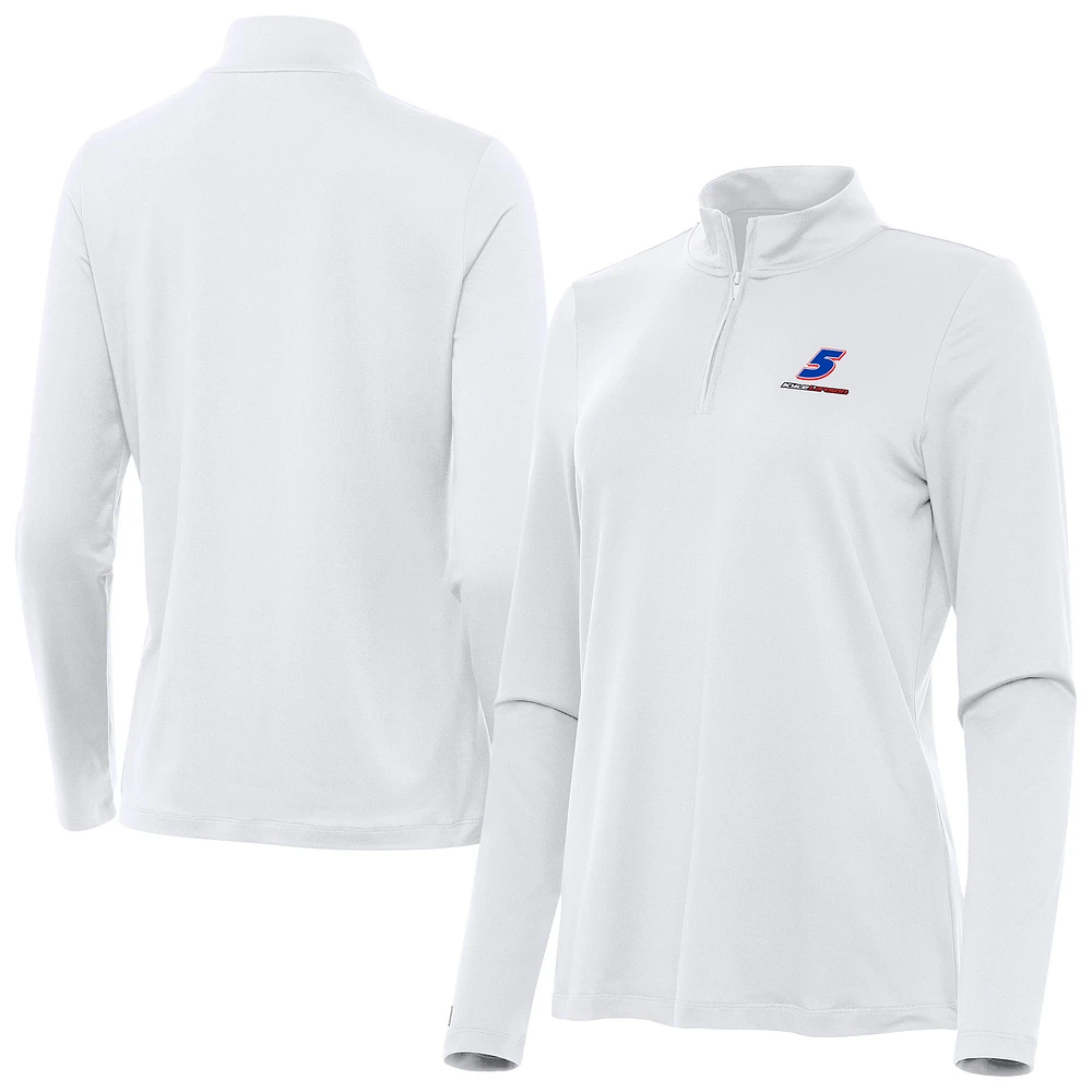 Women's Antigua White Kyle Larson Reprocess Quarter-Zip Pullover Top