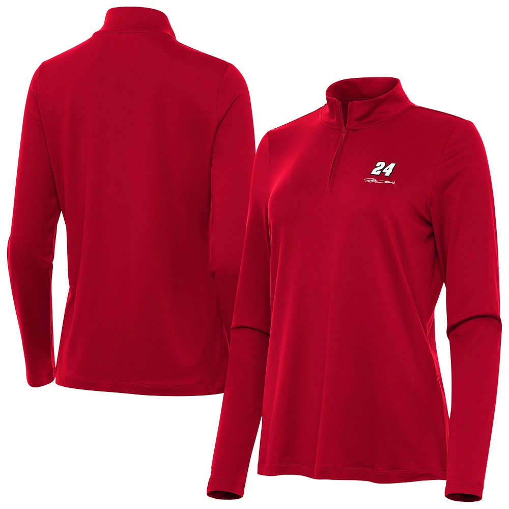 Women's Antigua Red Jeff Gordon Reprocess Quarter-Zip Pullover Top