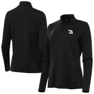 Women's Antigua Black NASCAR Reprocess Quarter-Zip Pullover Top