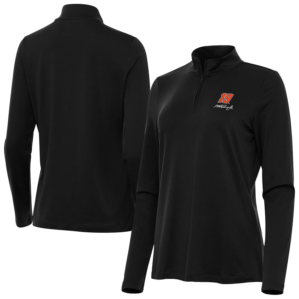 Women's Antigua Black Martin Truex Jr Reprocess Quarter-Zip Pullover Top