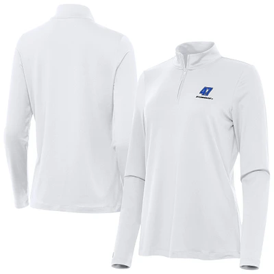 Women's Antigua White Ricky Stenhouse Jr. Reprocess Quarter-Zip Pullover Top