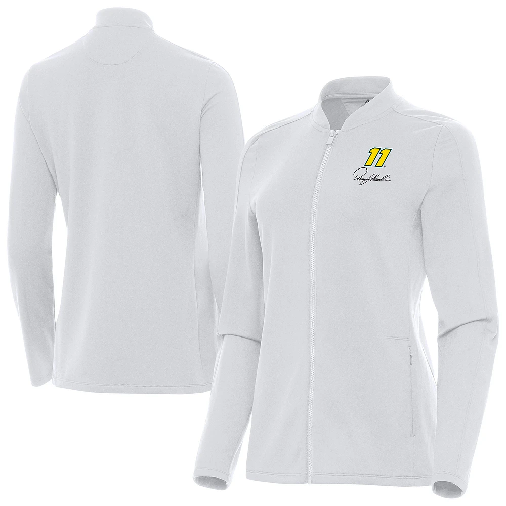 Women's Antigua White Denny Hamlin Continual Full-Zip Jacket