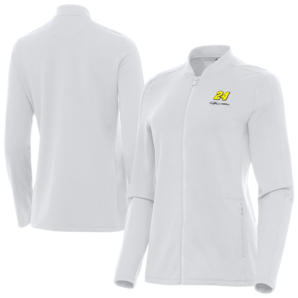 Women's Antigua White Jeff Gordon Continual Full-Zip Jacket