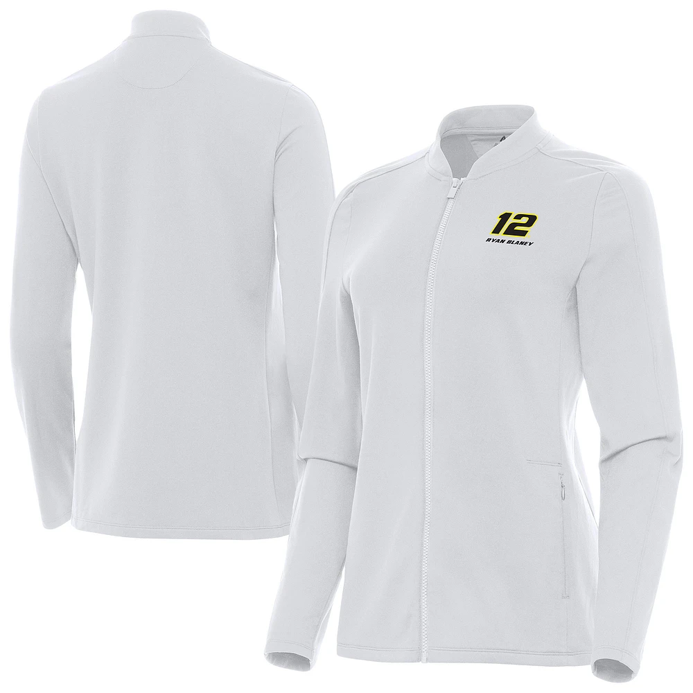 Women's Antigua White Ryan Blaney Continual Full-Zip Jacket