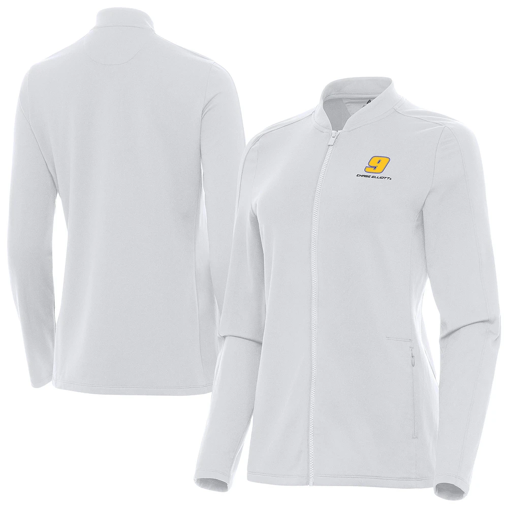 Women's Antigua White Chase Elliott Continual Full-Zip Jacket