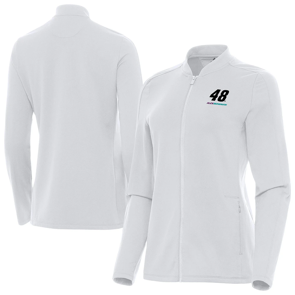Women's Antigua White Alex Bowman Continual Full-Zip Jacket