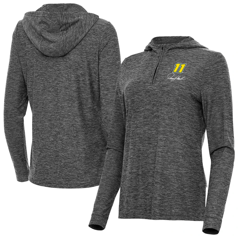 Women's Antigua Heather Denny Hamlin Daybreak Quarter-Zip Pullover Hoodie