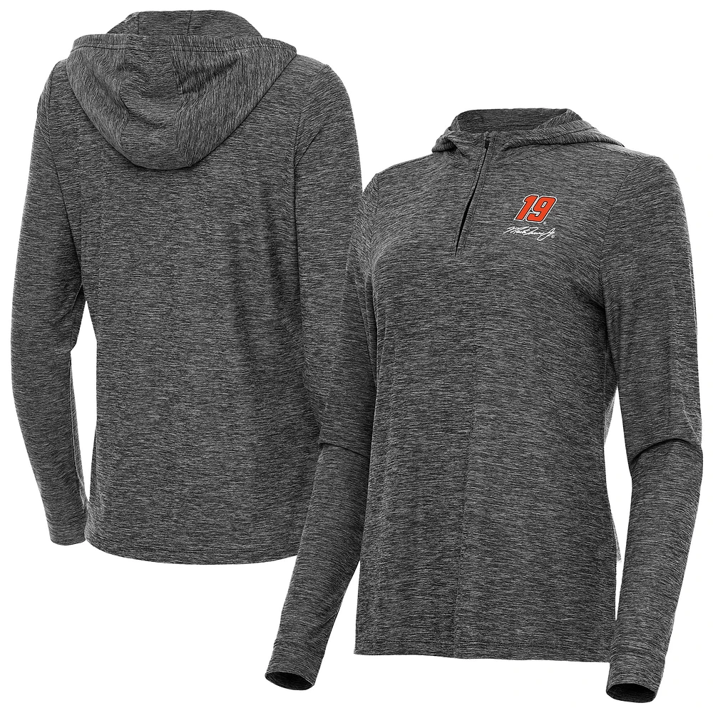Women's Antigua Heather Martin Truex Jr Daybreak Quarter-Zip Pullover Hoodie