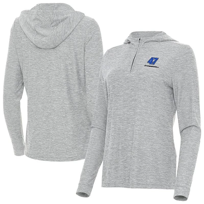 Women's Antigua Heather Gray Ricky Stenhouse Jr. Daybreak Quarter-Zip Pullover Hoodie