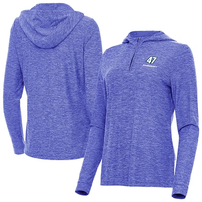 Women's Antigua Heather Royal Ricky Stenhouse Jr. Daybreak Quarter-Zip Pullover Hoodie