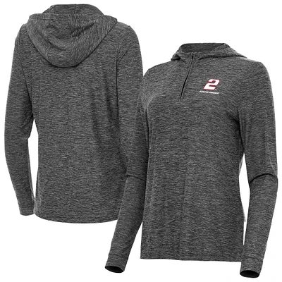 Women's Antigua Heather Black Austin Cindric Daybreak Quarter-Zip Pullover Hoodie