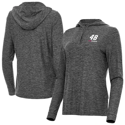 Women's Antigua Heather Alex Bowman Daybreak Quarter-Zip Pullover Hoodie