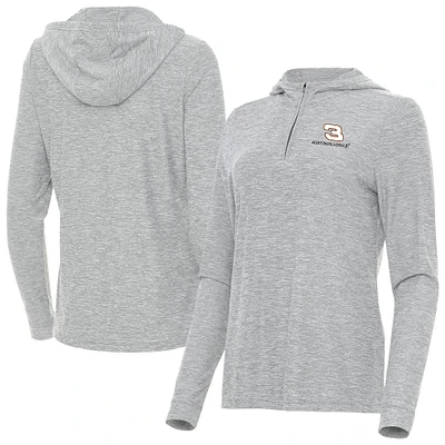 Women's Antigua Heather Gray Austin Dillon Daybreak Quarter-Zip Pullover Hoodie