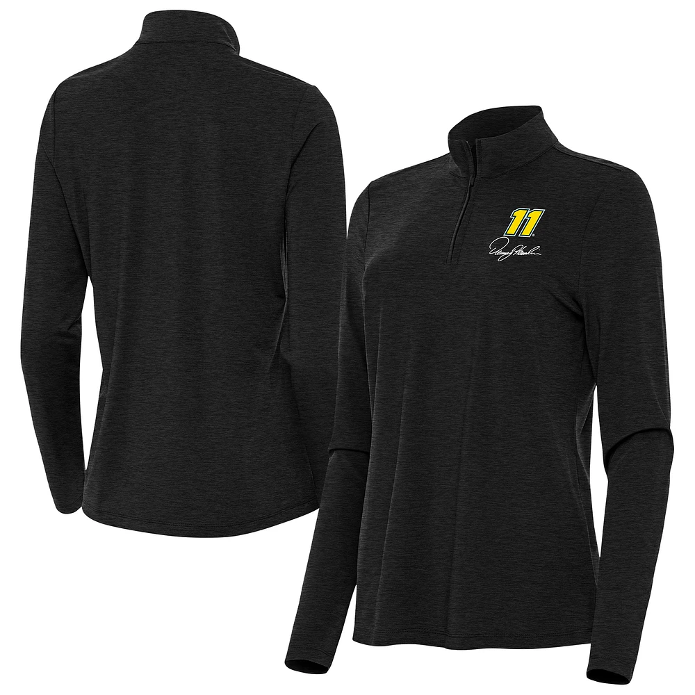 Women's Antigua Heather Black Denny Hamlin Bright Quarter-Zip Top