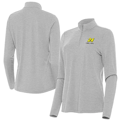 Women's Antigua Heather Gray Jeff Gordon Bright Quarter-Zip Top