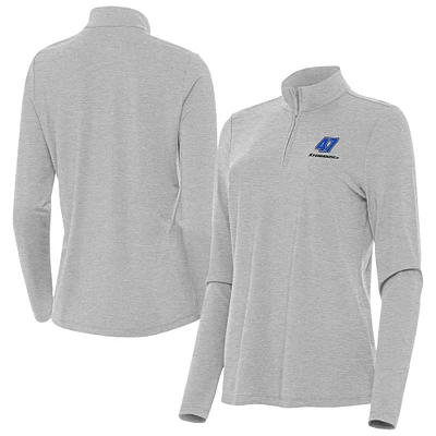Women's Antigua Heather Gray Ricky Stenhouse Jr. Bright Quarter-Zip Top