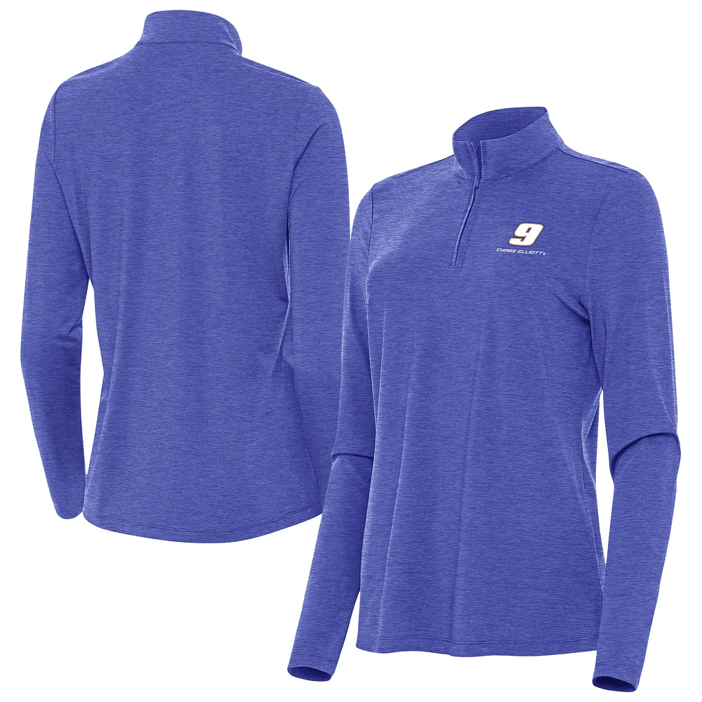 Women's Antigua Heather Royal Chase Elliott Bright Quarter-Zip Top