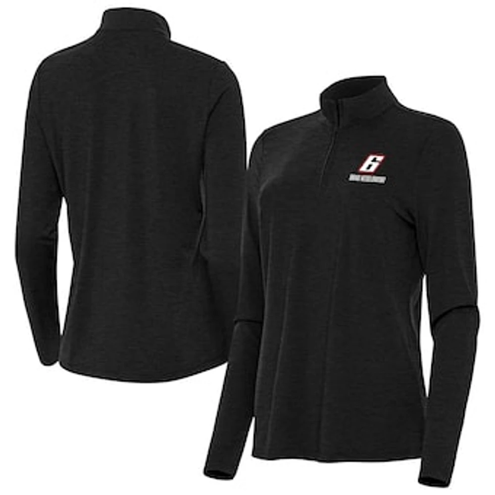 Women's Antigua Heather Black Brad Keselowski Bright Quarter-Zip Top