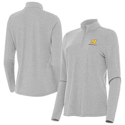 Women's Antigua Heather Gray Chase Elliott Bright Quarter-Zip Top