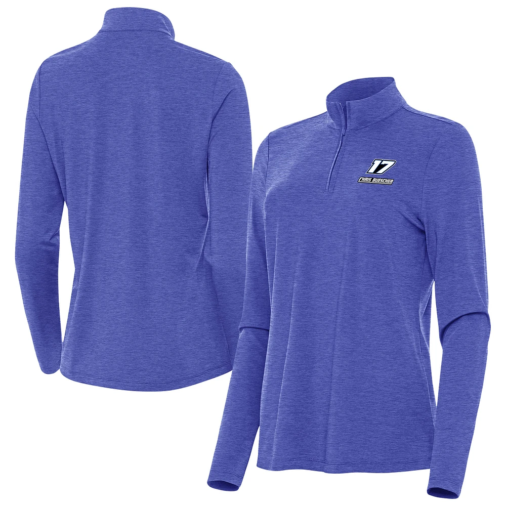 Women's Antigua Heather Royal Chris Buescher Bright Quarter-Zip Top