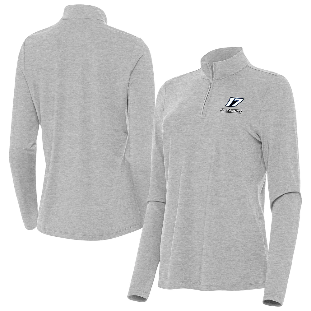 Women's Antigua Heather Gray Chris Buescher Bright Quarter-Zip Top