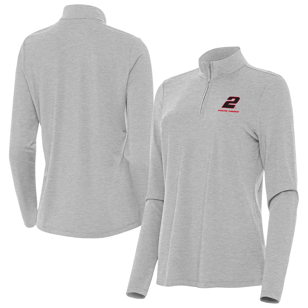 Women's Antigua Heather Gray Austin Cindric Bright Quarter-Zip Top